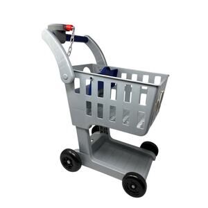 Aldi Pretend Play Gray Plastic Mini Shopping Cart With Coin Keeper No Quarters